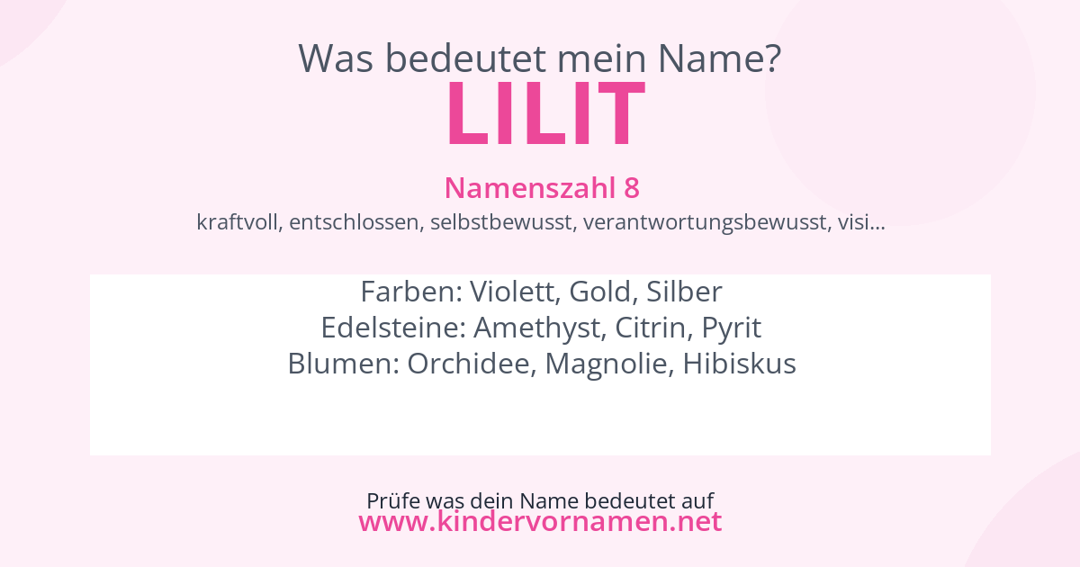 Was bedeutet der Name Lilit?