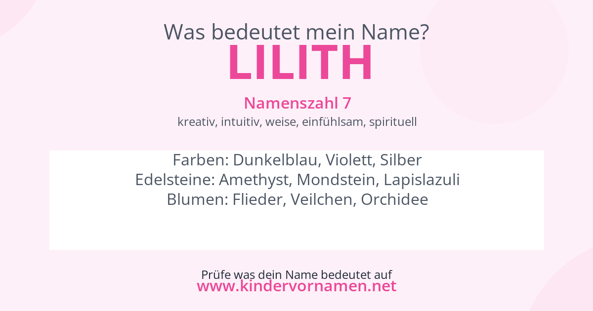 Was bedeutet der Name Lilith?