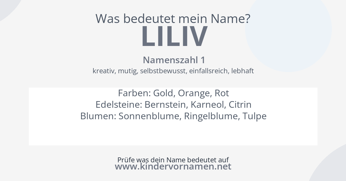 Was bedeutet der Name Liliv?