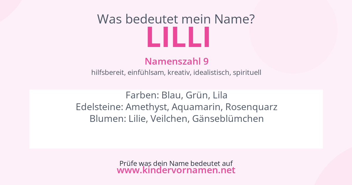 Was bedeutet der Name Lilli?