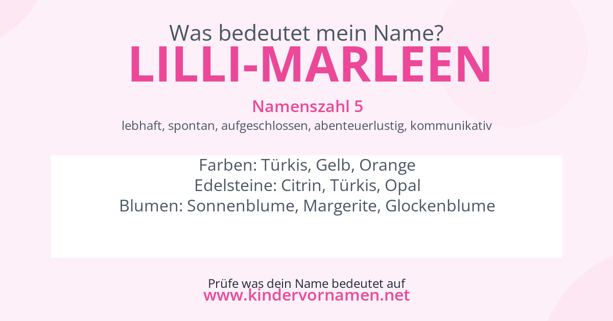 Was bedeutet der Name Lilli-Marleen?
