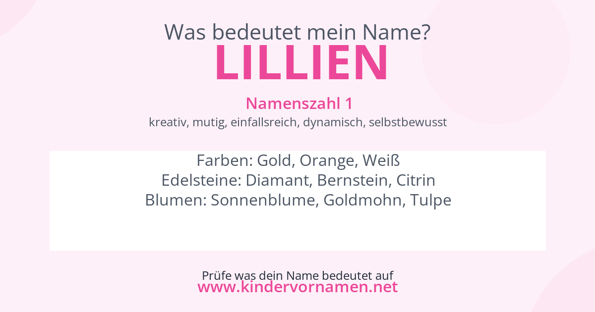 Was bedeutet der Name Lillien?