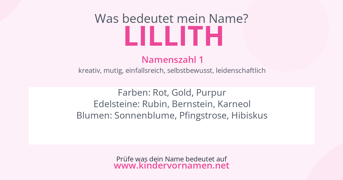 Was bedeutet der Name Lillith?