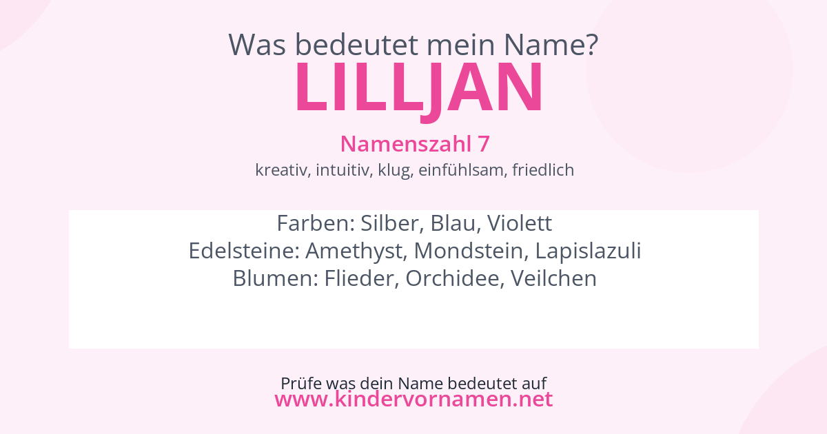 Was bedeutet der Name Lilljan?