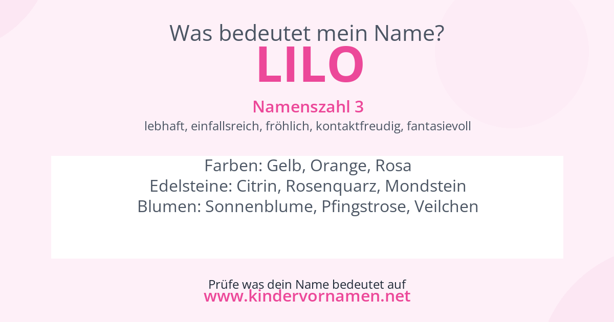 Was bedeutet der Name Lilo?