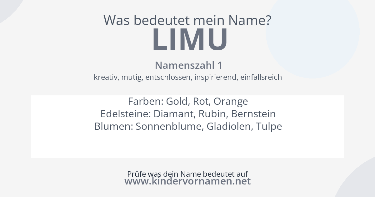 Was bedeutet der Name Limu?