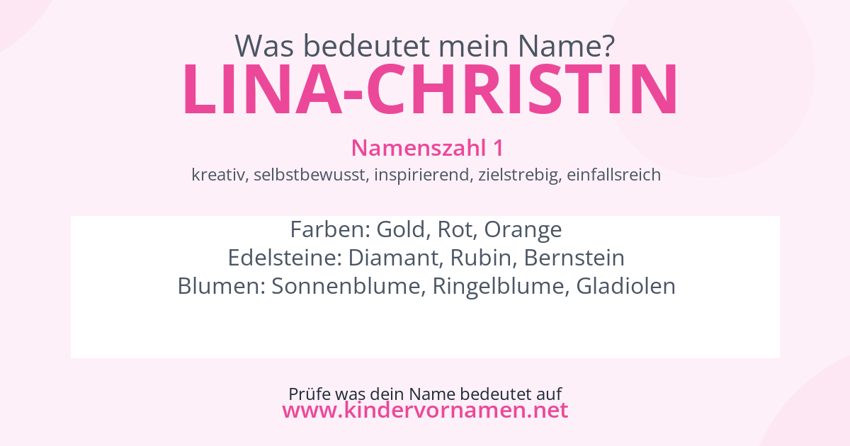 Was bedeutet der Name Lina-Christin?