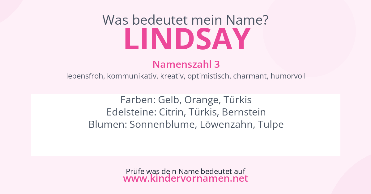 Was bedeutet der Name Lindsay?