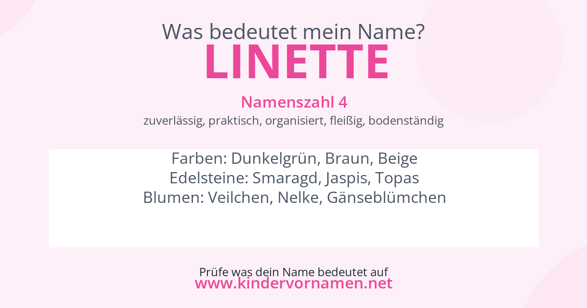 Was bedeutet der Name Linette?