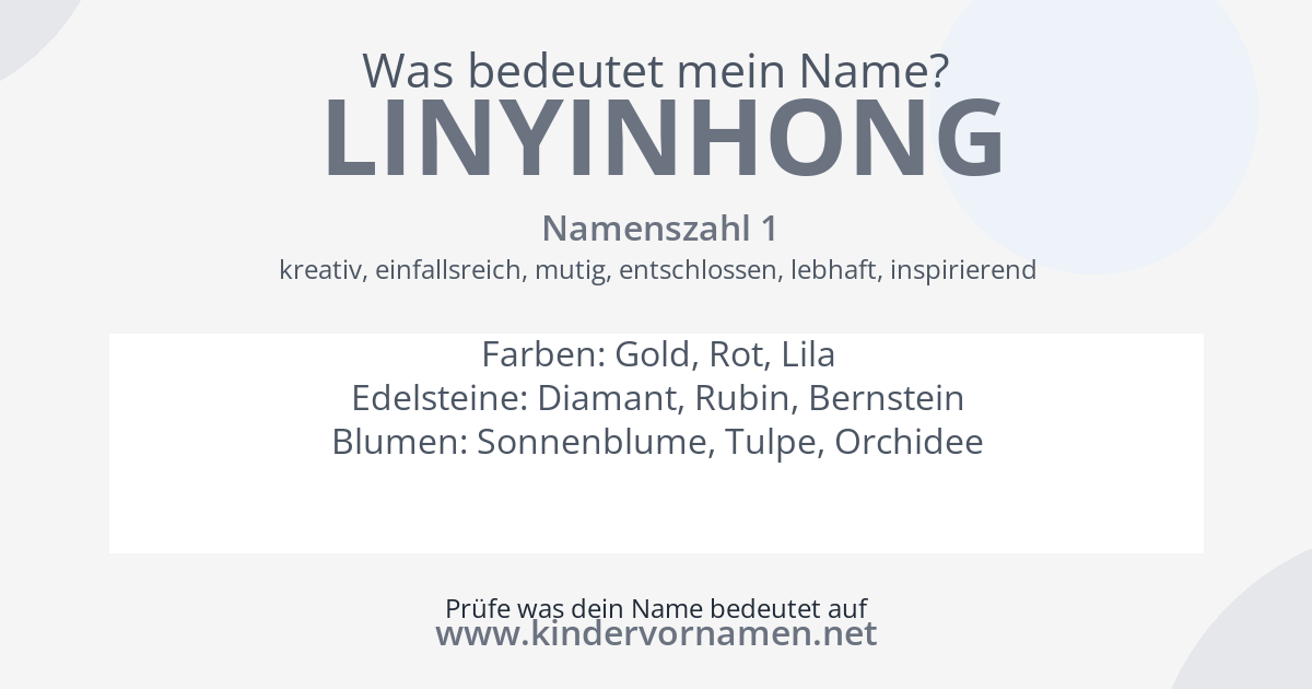 Was bedeutet der Name Linyinhong?