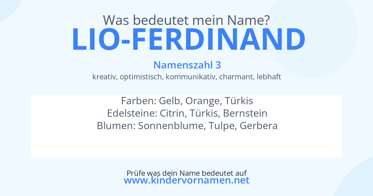 Was bedeutet der Name Lio-Ferdinand?