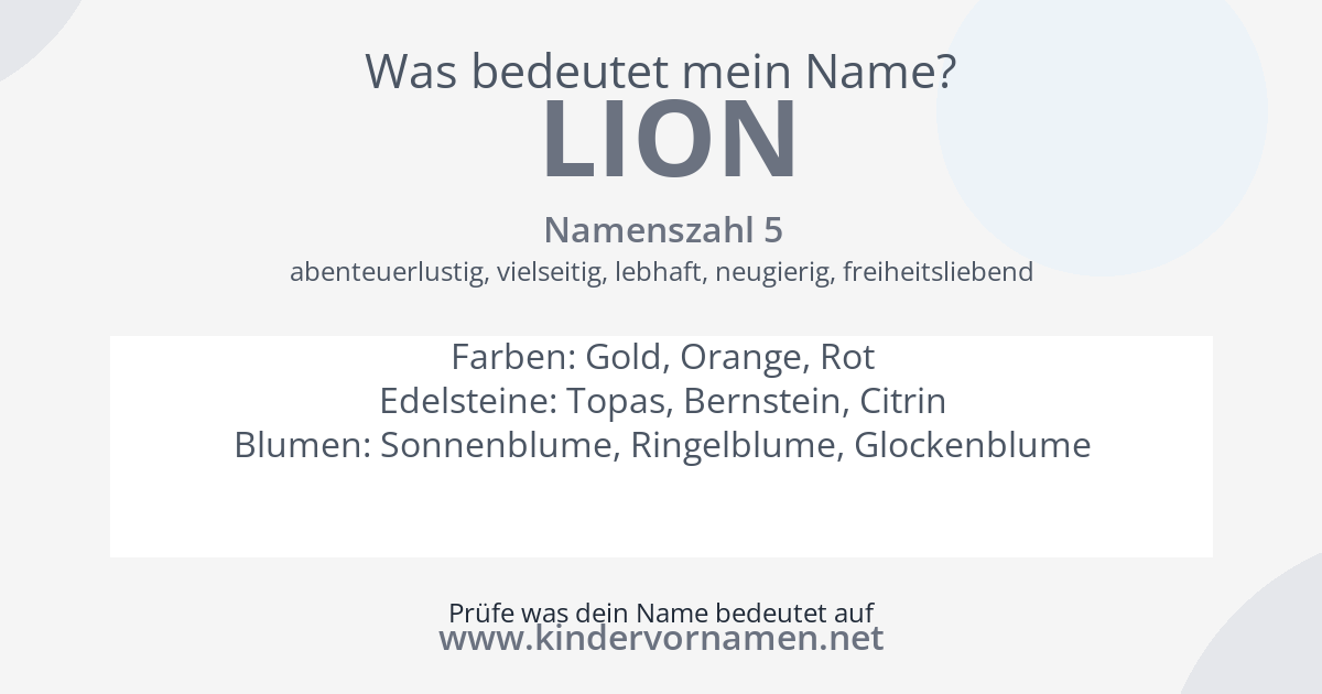 Was bedeutet der Name Lion?