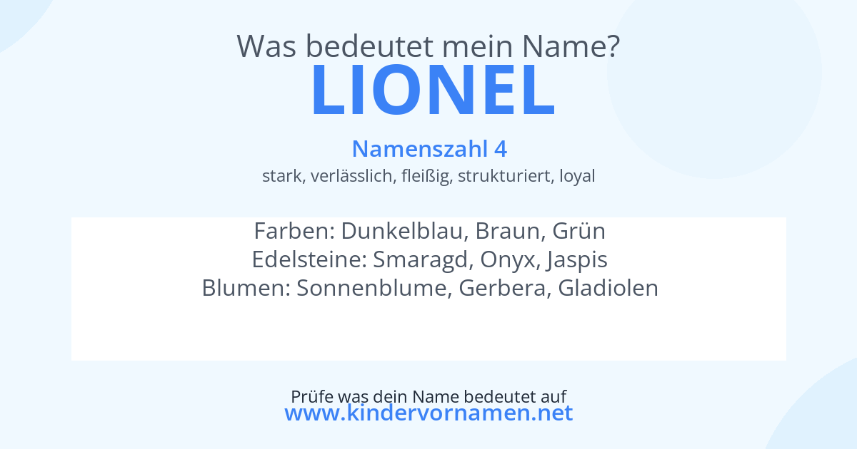 Was bedeutet der Name Lionel?