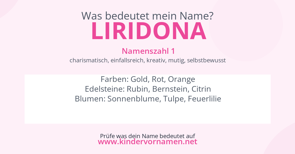 Was bedeutet der Name Liridona?