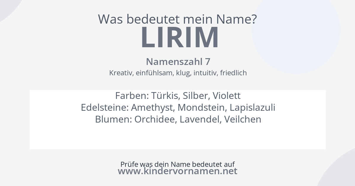 Was bedeutet der Name Lirim?