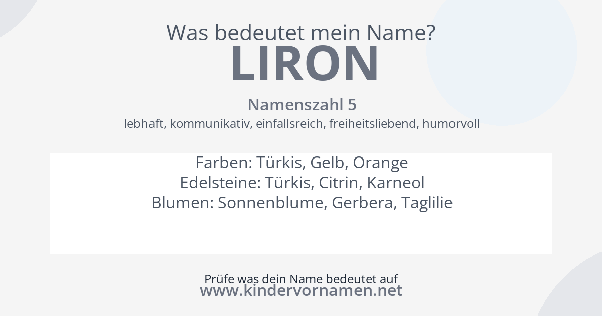 Was bedeutet der Name Liron?