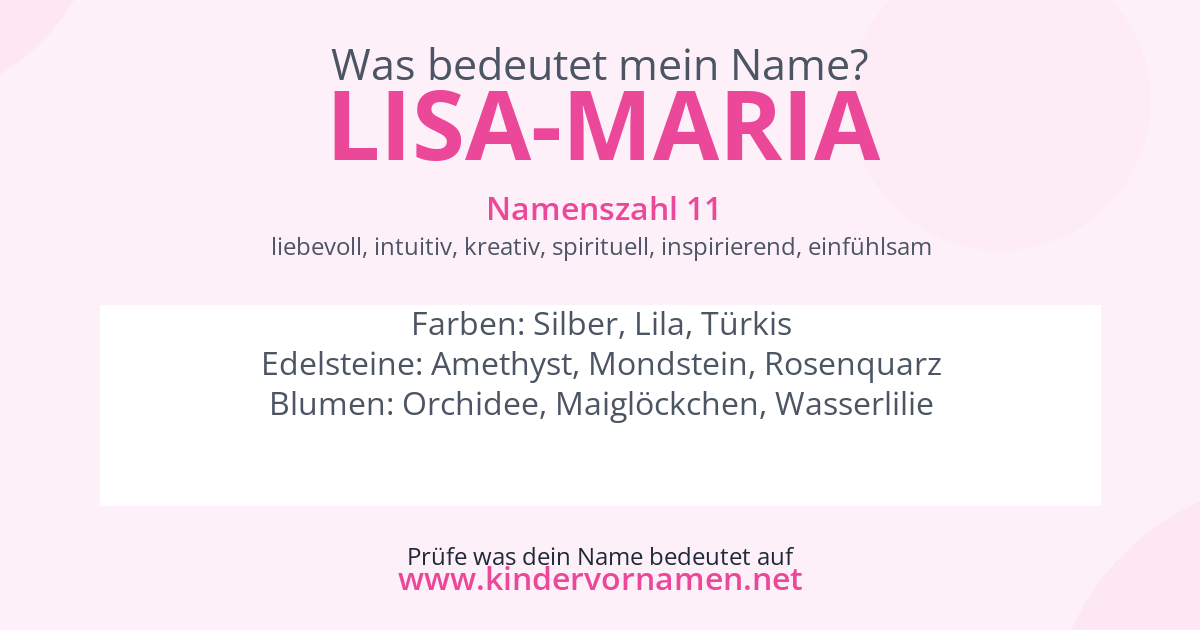 Was bedeutet der Name Lisa-Maria?