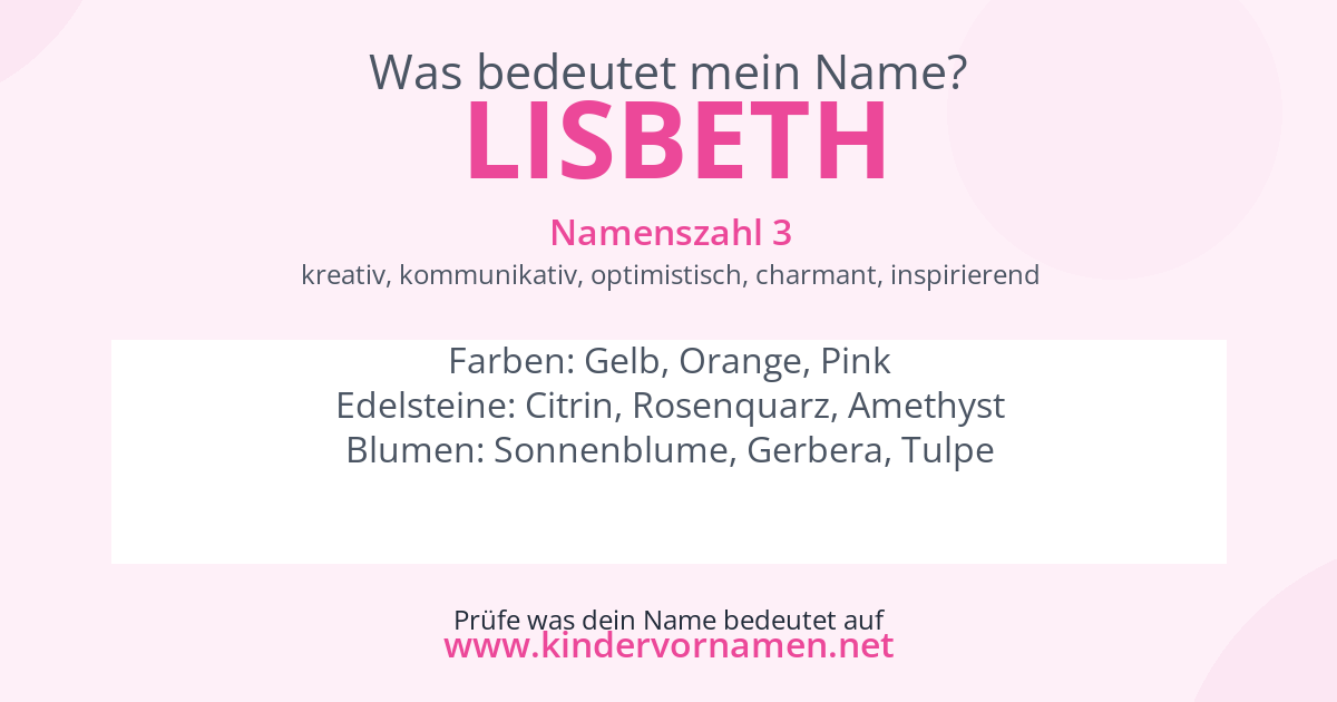 Was bedeutet der Name Lisbeth?