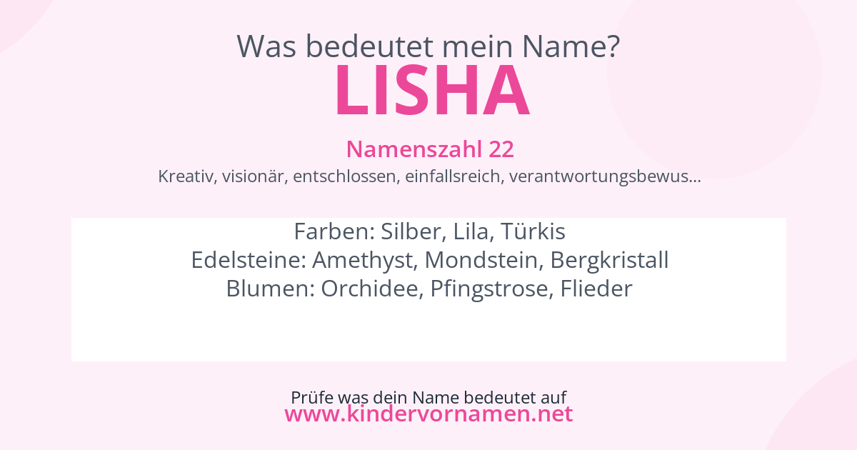 Was bedeutet der Name Lisha?