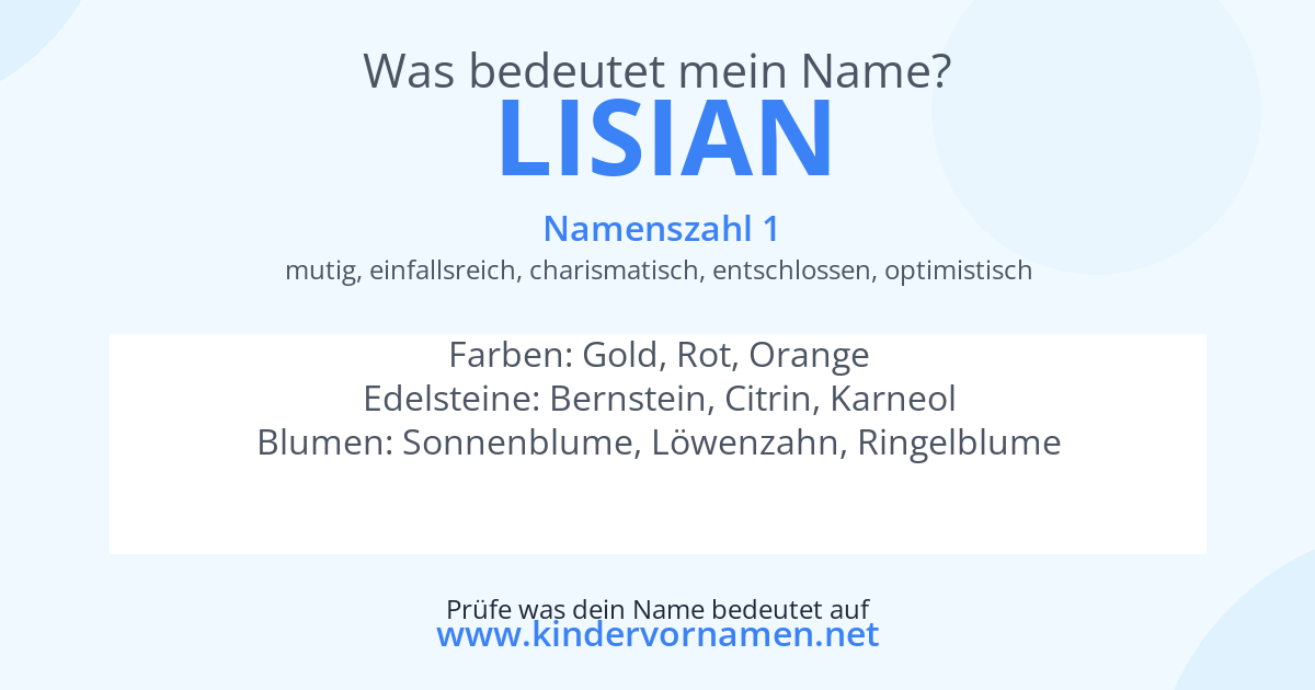 Was bedeutet der Name Lisian?
