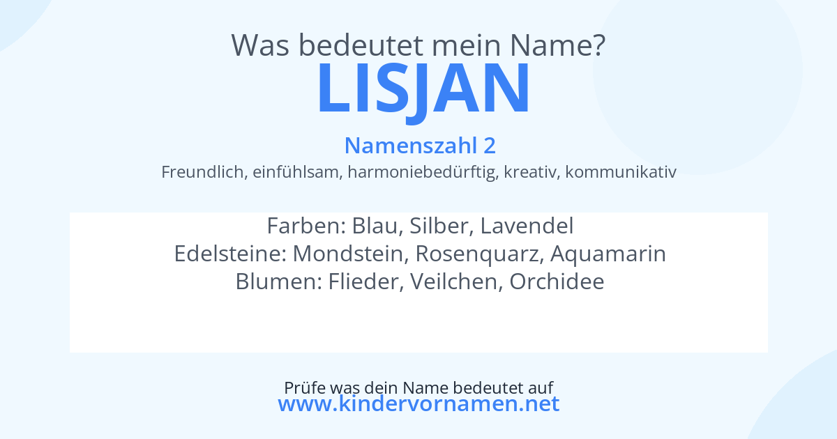 Was bedeutet der Name Lisjan?