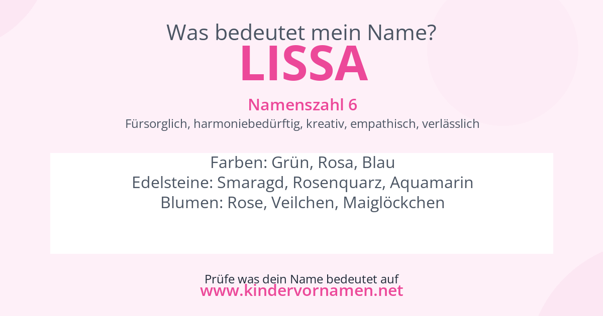 Was bedeutet der Name Lissa?