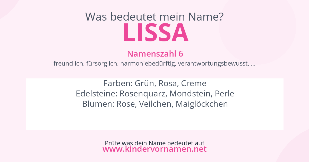 Was bedeutet der Name Lissa?