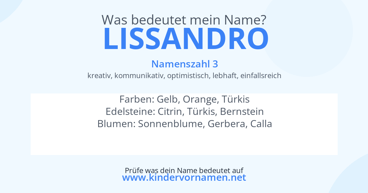Was bedeutet der Name Lissandro?