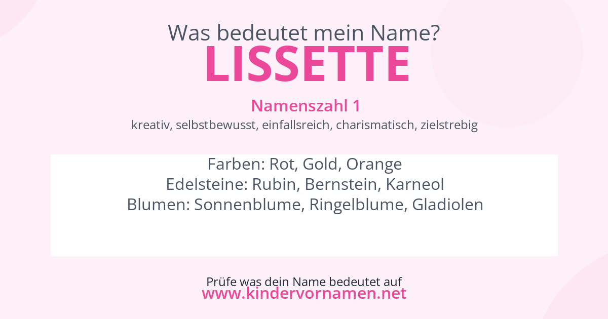 Was bedeutet der Name Lissette?