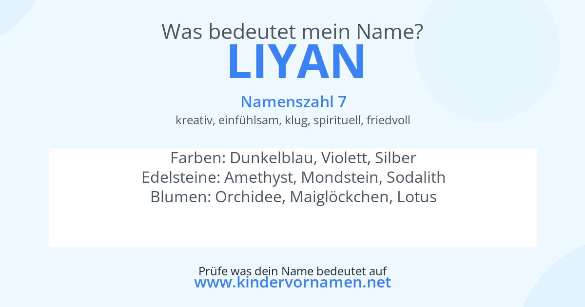 Was bedeutet der Name Liyan?