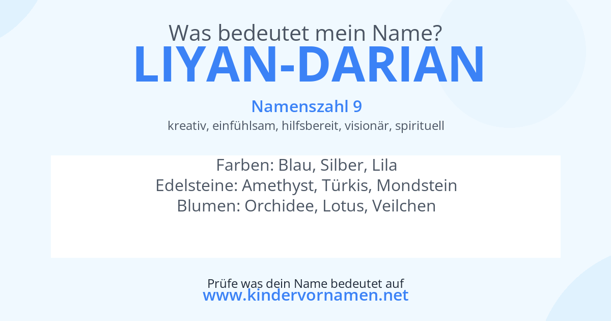Was bedeutet der Name Liyan-Darian?