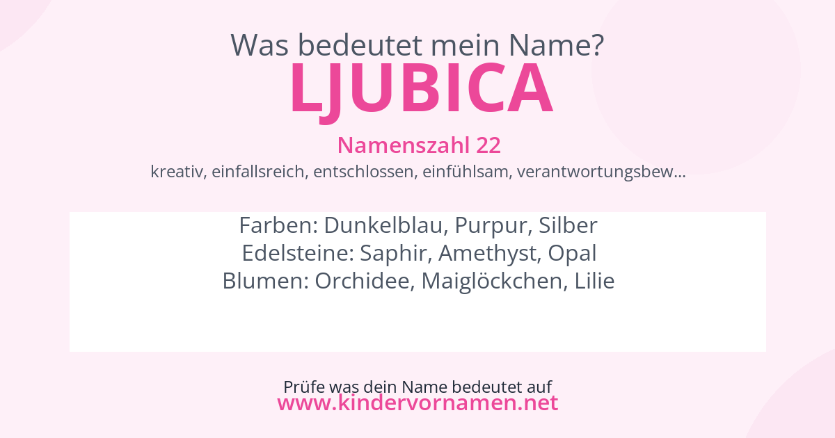 Was bedeutet der Name Ljubica?