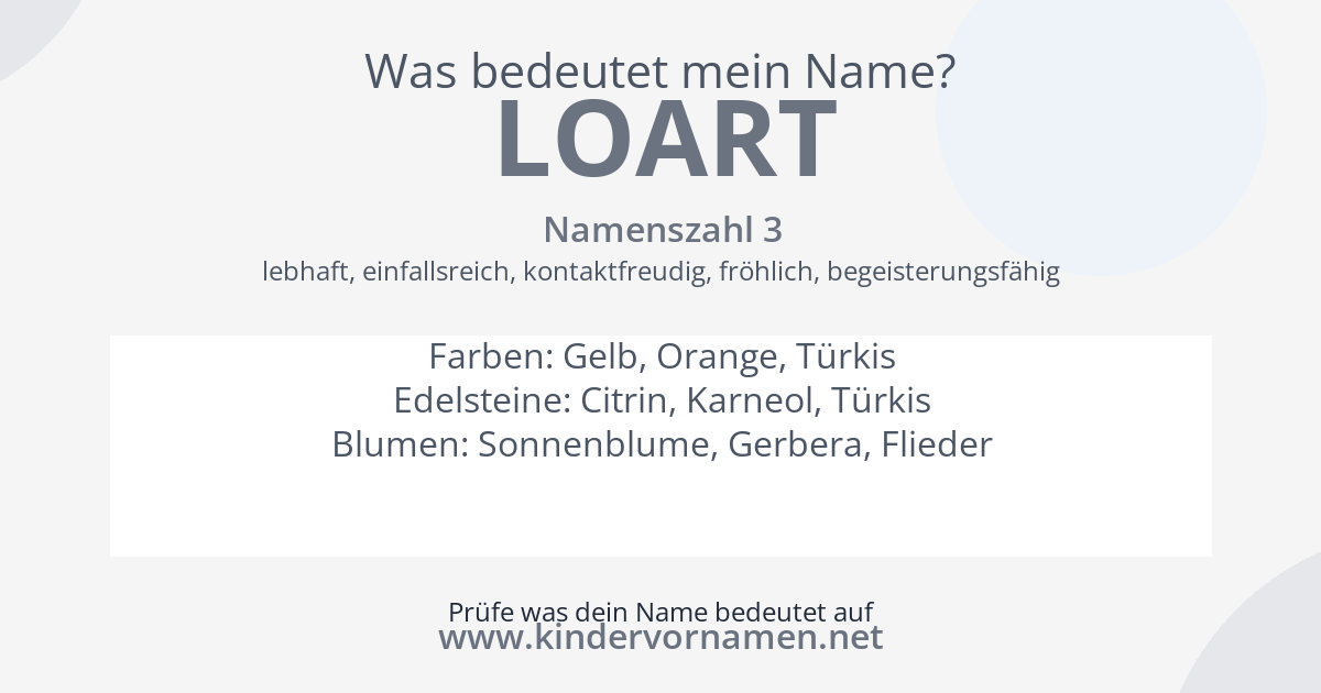 Was bedeutet der Name Loart?