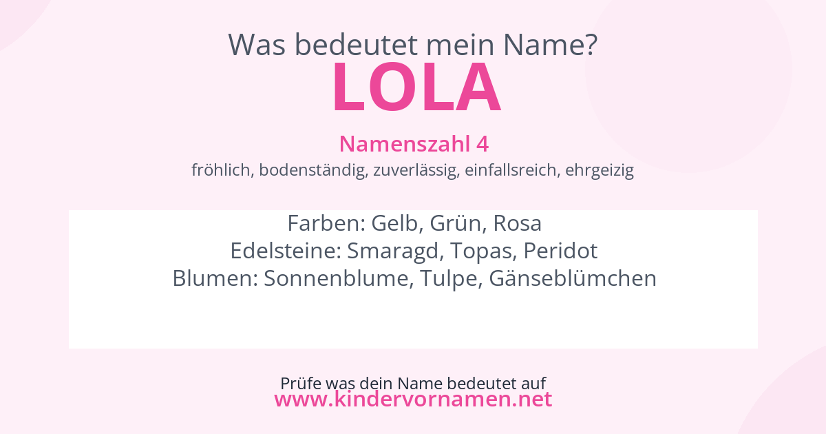 Was bedeutet der Name Lola?