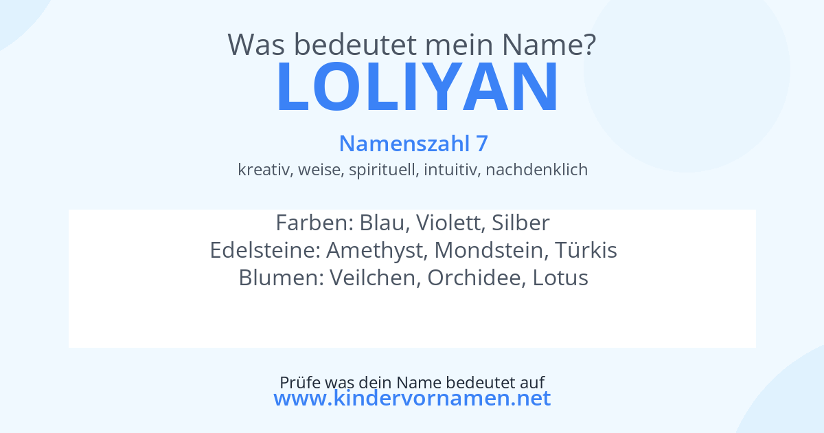 Was bedeutet der Name Loliyan?