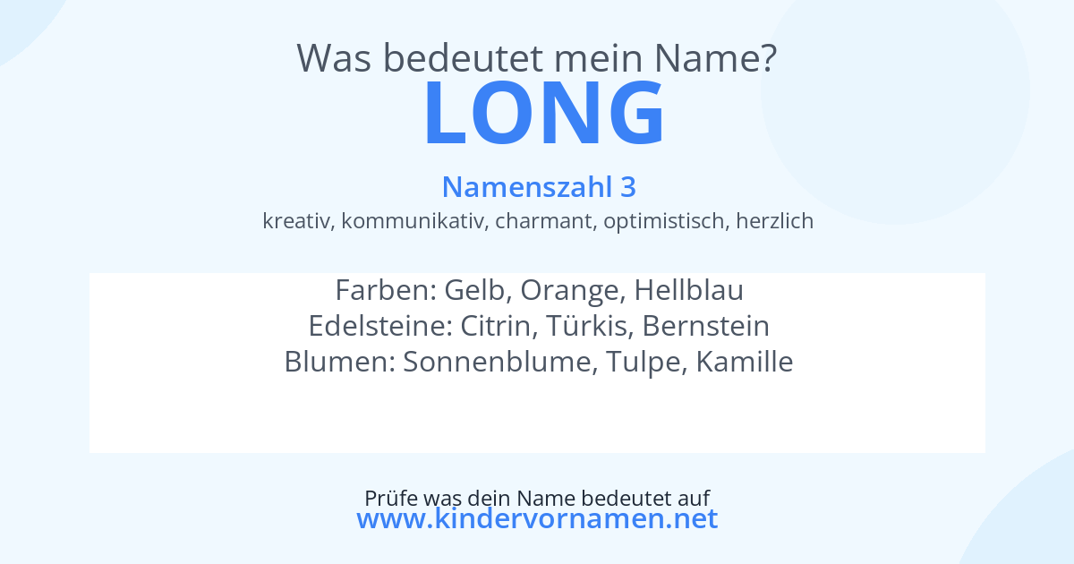 Was bedeutet der Name Long?