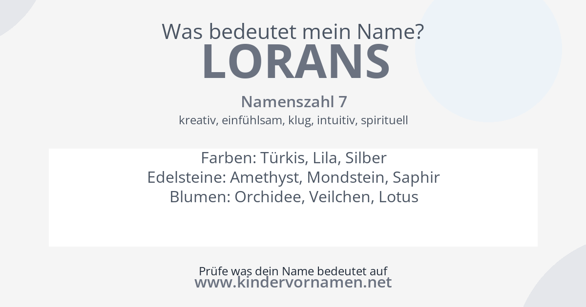 Was bedeutet der Name Lorans?