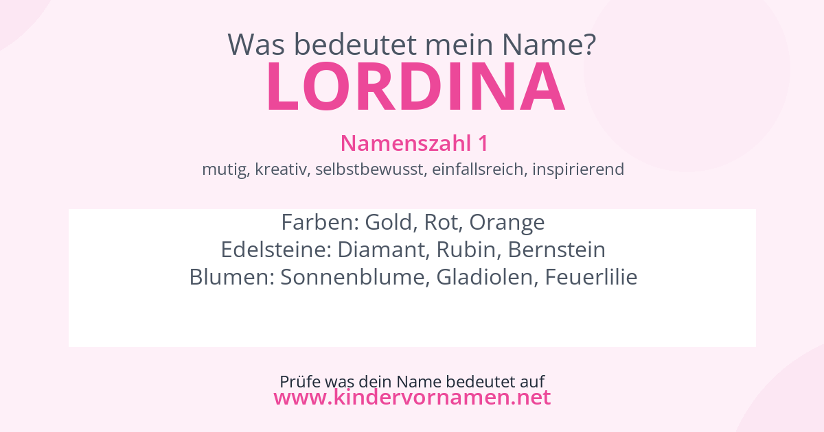 Was bedeutet der Name Lordina?