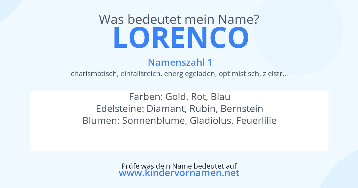 Was bedeutet der Name Lorenco?