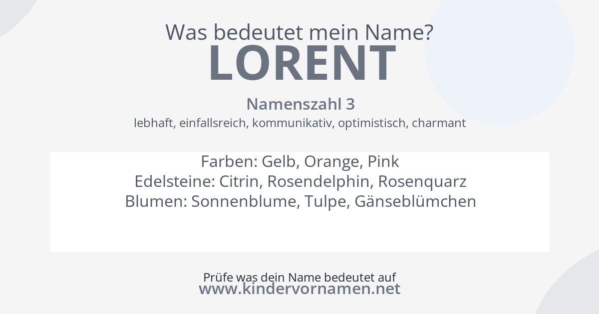 Was bedeutet der Name Lorent?