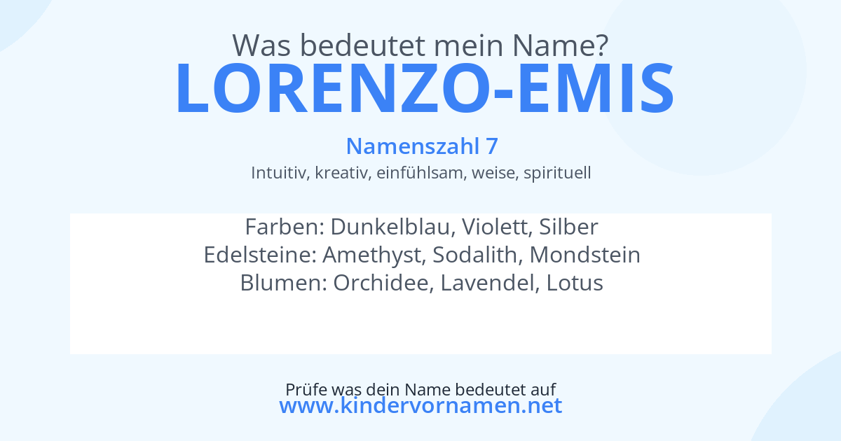Was bedeutet der Name Lorenzo-Emis?