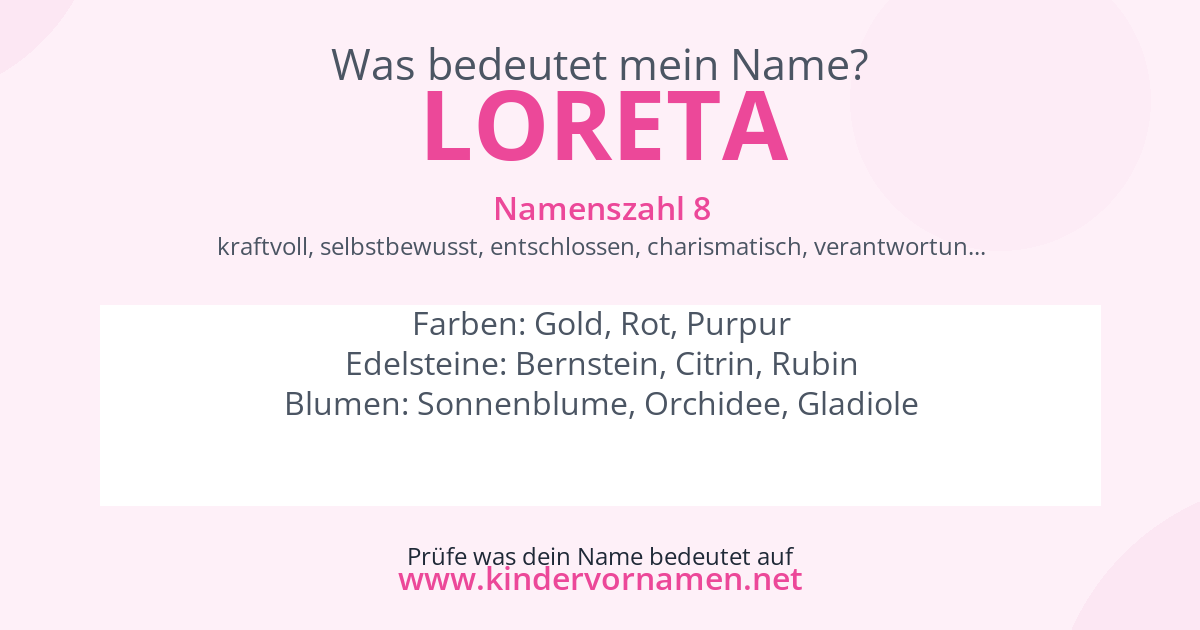 Was bedeutet der Name Loreta?