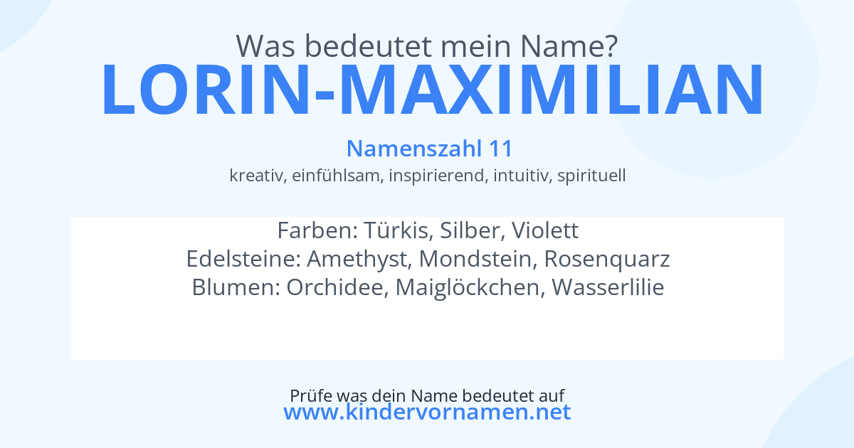 Was bedeutet der Name Lorin-Maximilian?