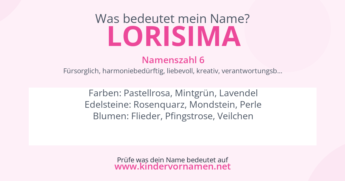 Was bedeutet der Name Lorisima?