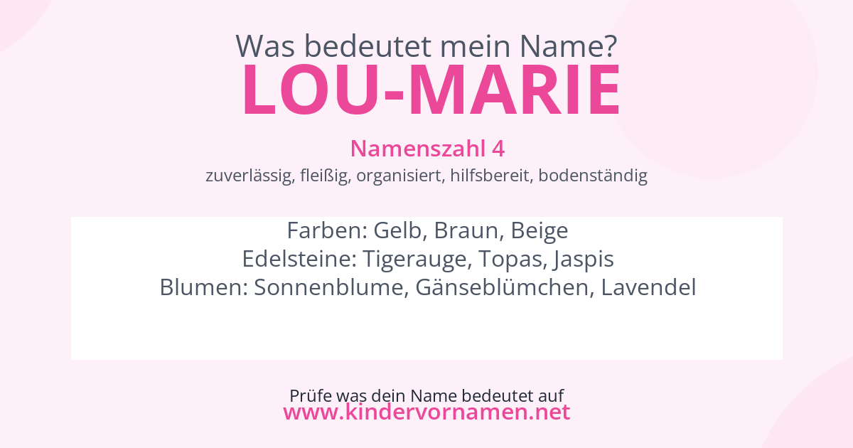 Was bedeutet der Name Lou-Marie?