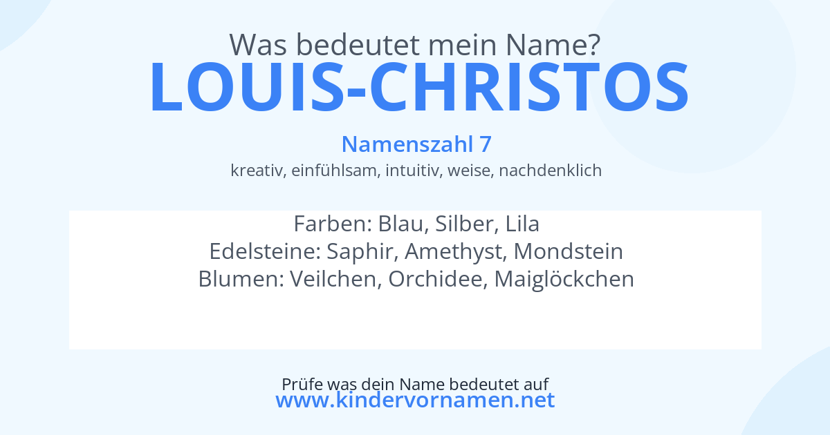 Was bedeutet der Name Louis-Christos?