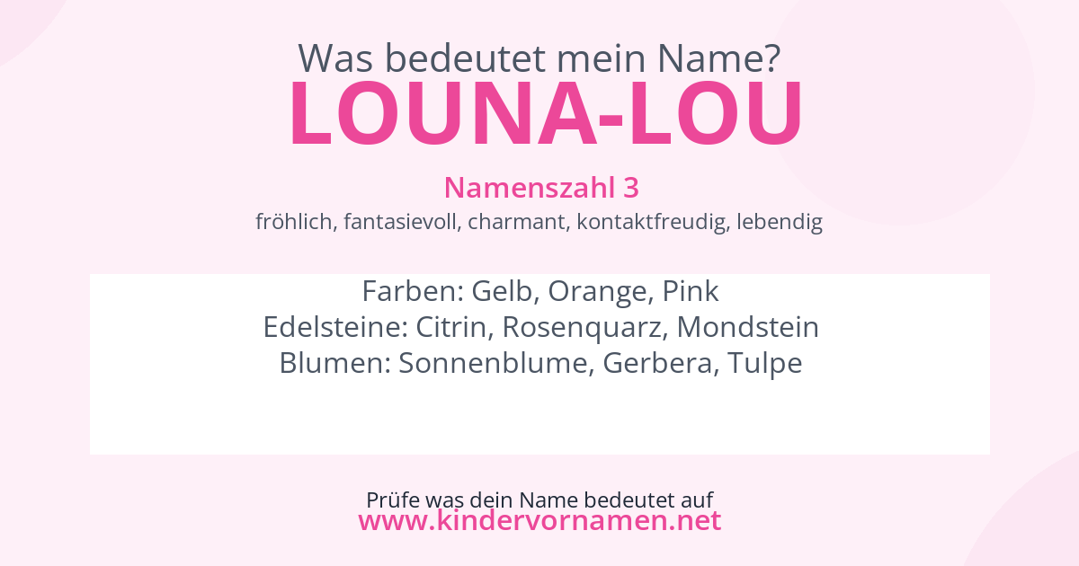 Was bedeutet der Name Louna-Lou?