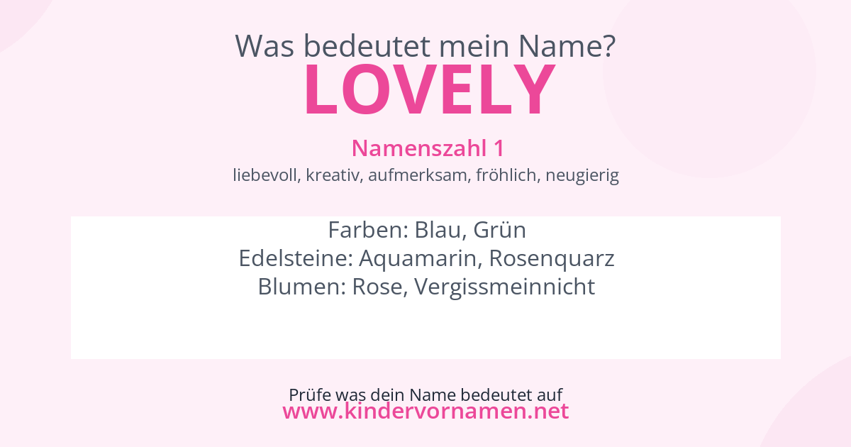 Was bedeutet der Name Lovely?