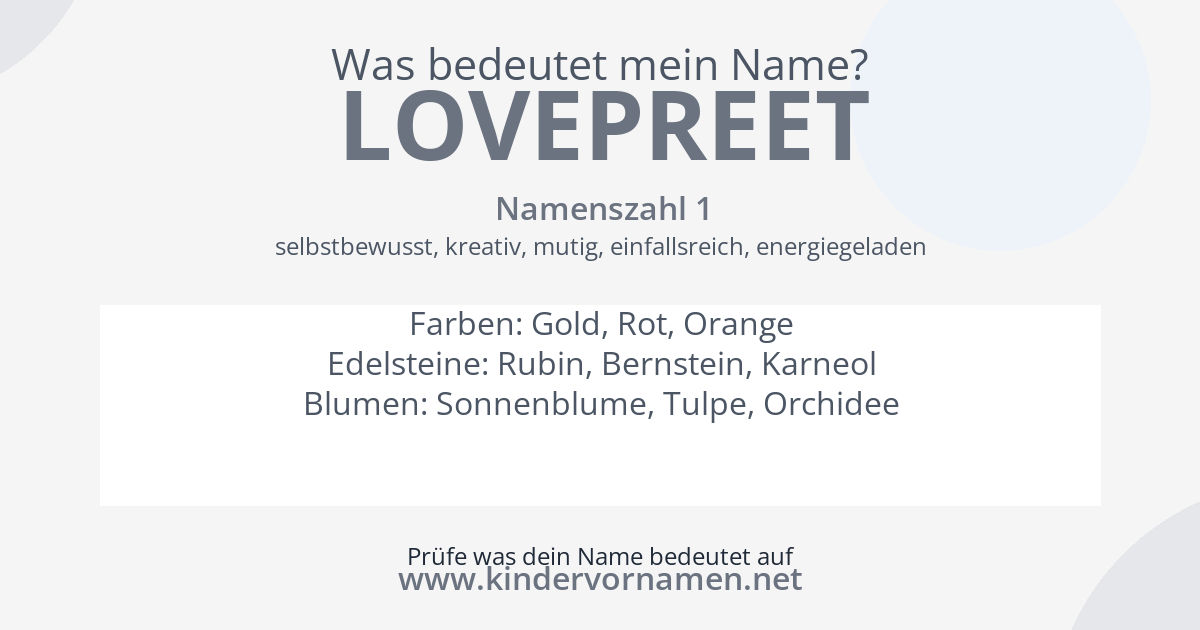 Was bedeutet der Name Lovepreet?
