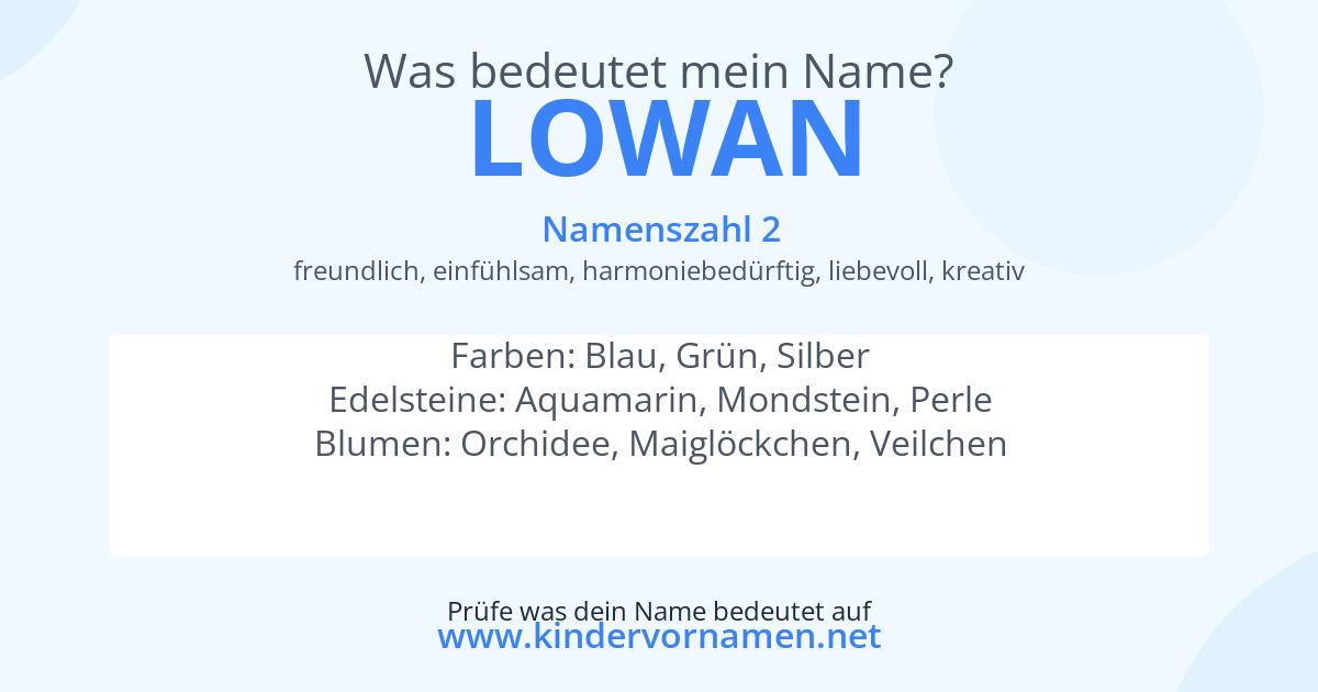 Was bedeutet der Name Lowan?